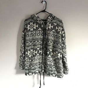 Tribal Print Zip-Up Hoodie